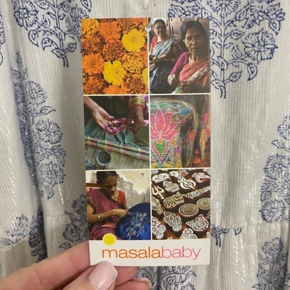 Masalababy New Floral Maxi Sundress w/ Metallic Threading in Blue & White - Picture 15 of 15